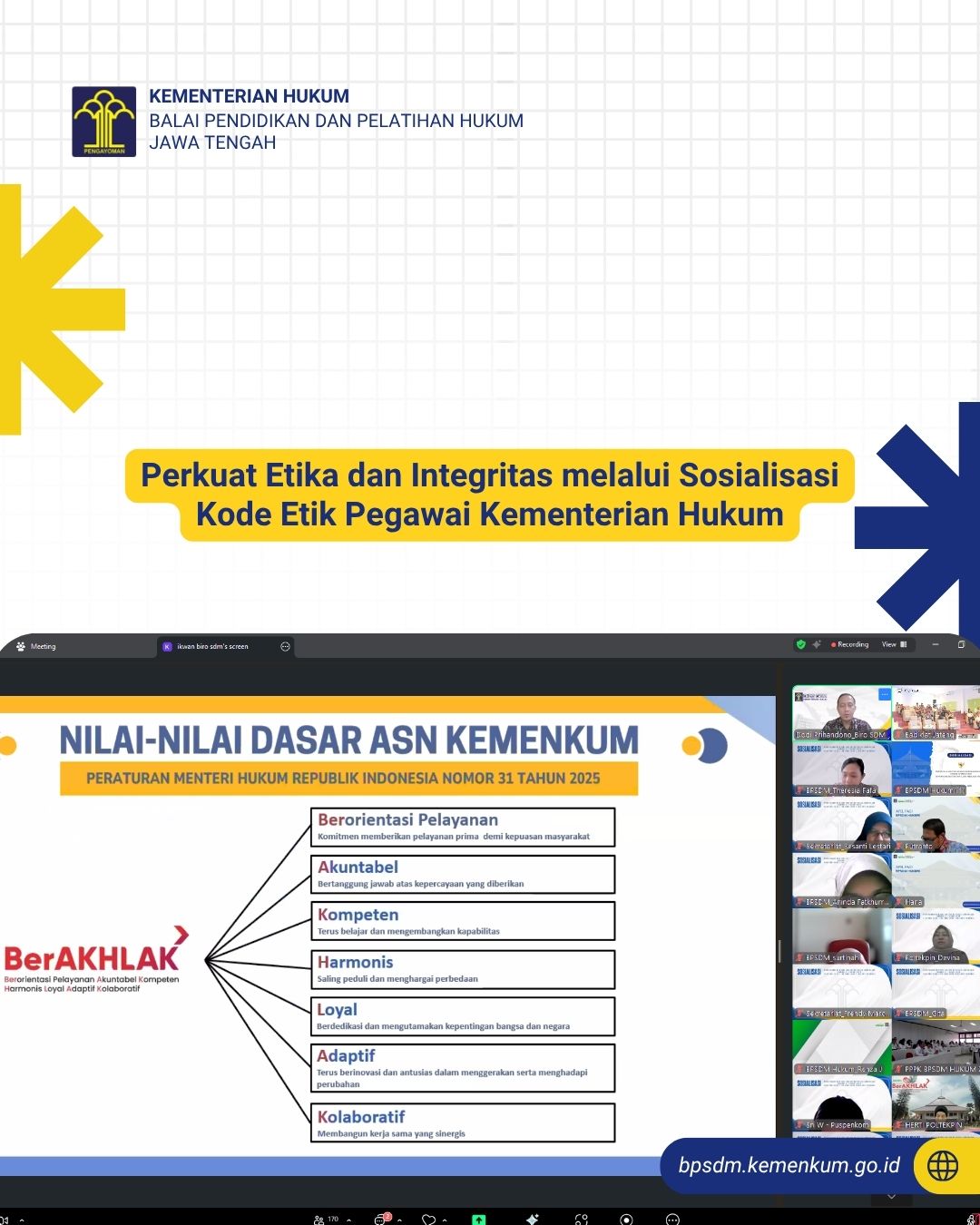 Perkuat Etika dan Integritas melalui Sosialisasi Kode Etik Pegawai Kementerian Hukum